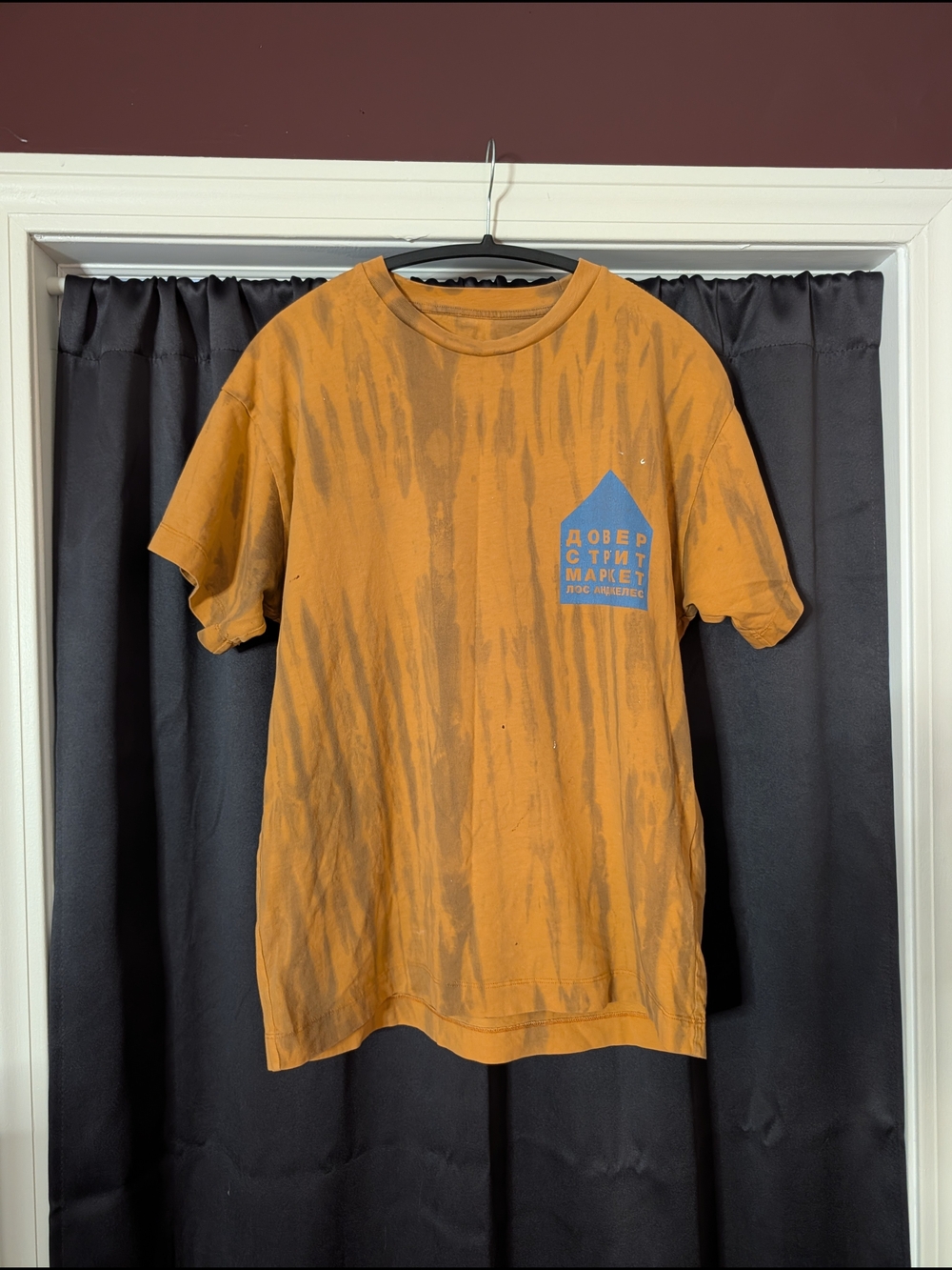 RASSVET x Dover Street Market Orange Tie Dye Cyrillic Russian DSM Logo Graphic T